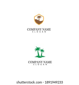 Palm tree summer logo template vector illustration