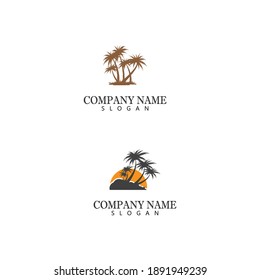Palm tree summer logo template vector illustration