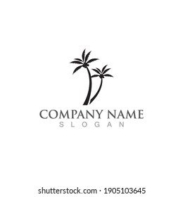 Plantilla de logotipo de verano de árbol de palma ilustración vectorial