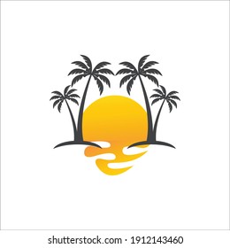 Palm tree summer logo template vector illustration