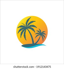 Palm tree summer logo template vector illustration