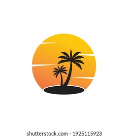 Palm tree summer logo template vector illustration