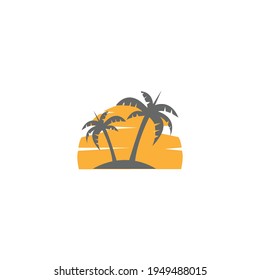 Palm tree summer logo template vector illustration