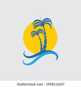 Palm tree summer logo template vector illustration