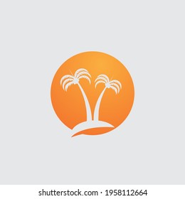 Palm tree summer logo template vector illustration