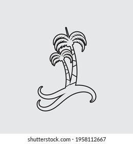 Palm tree summer logo template vector illustration