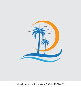 Palm tree summer logo template vector illustration