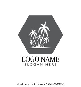 Palm tree summer logo template vector illustration