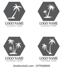 Plantilla de logotipo de verano de árbol de palma ilustración vectorial