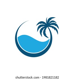 Palm tree summer logo template vector illustration