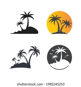 Palm tree summer logo template vector illustration