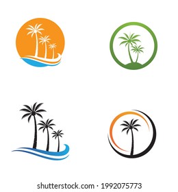 Palm tree summer logo template vector illustration