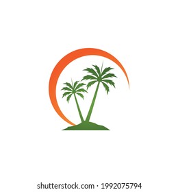 Palm tree summer logo template vector illustration