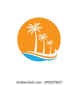 Palm tree summer logo template vector illustration