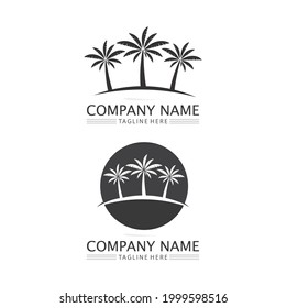 Palm tree summer logo template vector illustration ocean and beach illustration and design logo business 