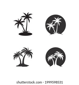 Palm tree summer logo template vector illustration ocean and beach illustration and design logo business 