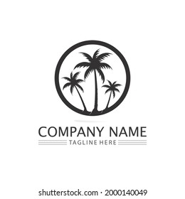 Plantilla de logotipo de verano de árbol de palma ilustración vectorial