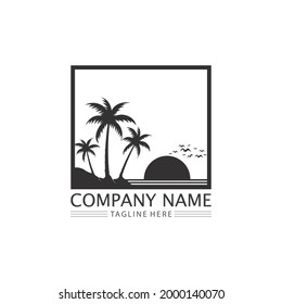 Plantilla de logotipo de verano de árbol de palma ilustración vectorial