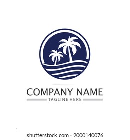Palm tree summer logo template vector illustration
