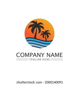 Palm tree summer logo template vector illustration