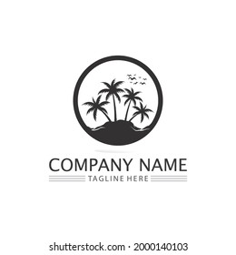Palm tree summer logo template vector illustration