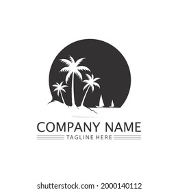Plantilla de logotipo de verano de árbol de palma ilustración vectorial