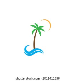 Palm tree summer logo template vector illustration