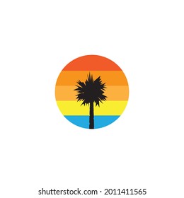 Plantilla de logotipo de verano de árbol de palma ilustración vectorial