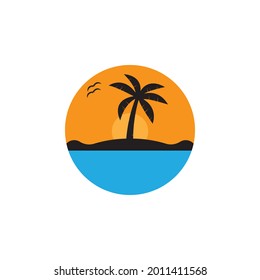 Palm tree summer logo template vector illustration