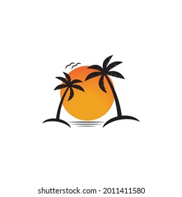 Palm tree summer logo template vector illustration