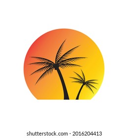 Palm tree summer logo template vector illustration