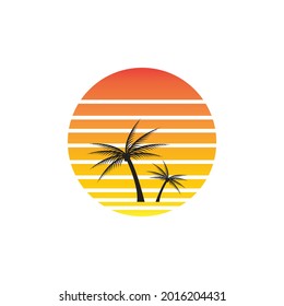 Plantilla de logotipo de verano de árbol de palma ilustración vectorial