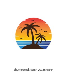Palm tree summer logo template vector illustration