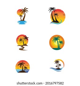 Palm tree summer logo template vector illustration