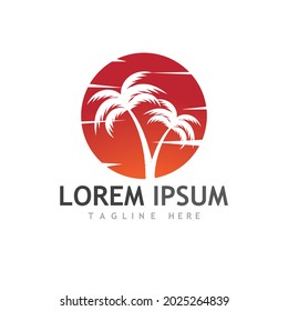 Palm tree summer logo template vector illustration