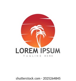 Palm tree summer logo template vector illustration