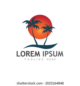 Palm tree summer logo template vector illustration