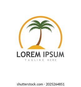 Palm tree summer logo template vector illustration