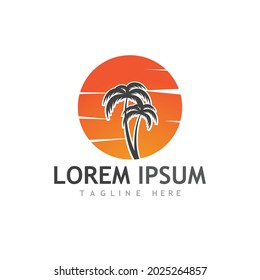 Palm tree summer logo template vector illustration