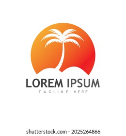 Palm tree summer logo template vector illustration