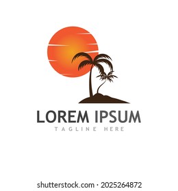 Palm tree summer logo template vector illustration