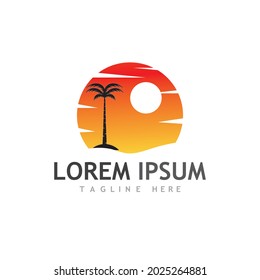Palm tree summer logo template vector illustration