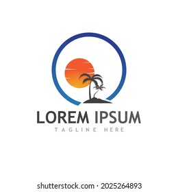 Palm tree summer logo template vector illustration