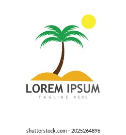 Plantilla de logotipo de verano de árbol de palma ilustración vectorial