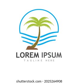 Plantilla de logotipo de verano de árbol de palma ilustración vectorial
