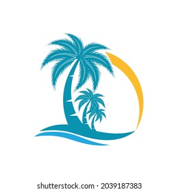 Palm tree summer logo template vector illustration