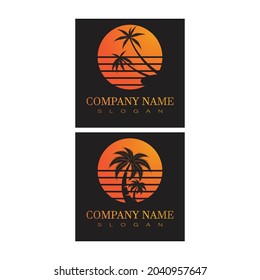 Plantilla de logotipo de verano de árbol de palma ilustración vectorial