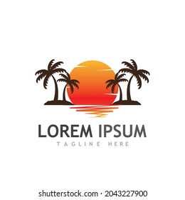 Palm tree summer logo template vector illustration