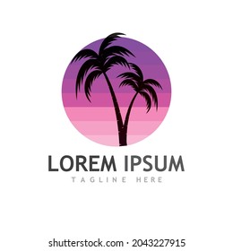 Plantilla de logotipo de verano de árbol de palma ilustración vectorial
