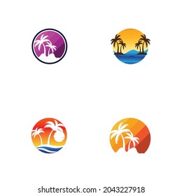 Palm tree summer logo template vector illustration